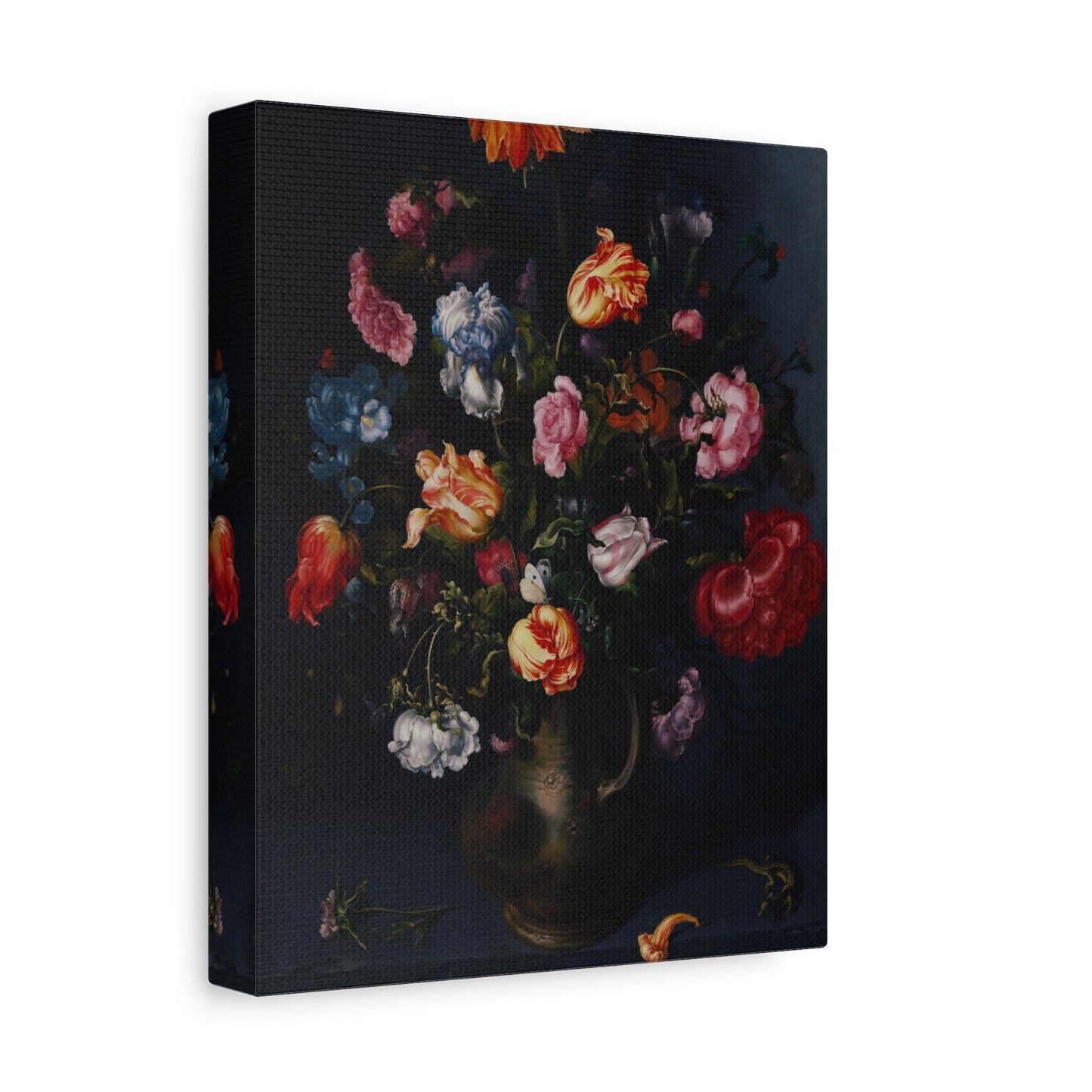 A Moody Vase with Flowers Canvas Print