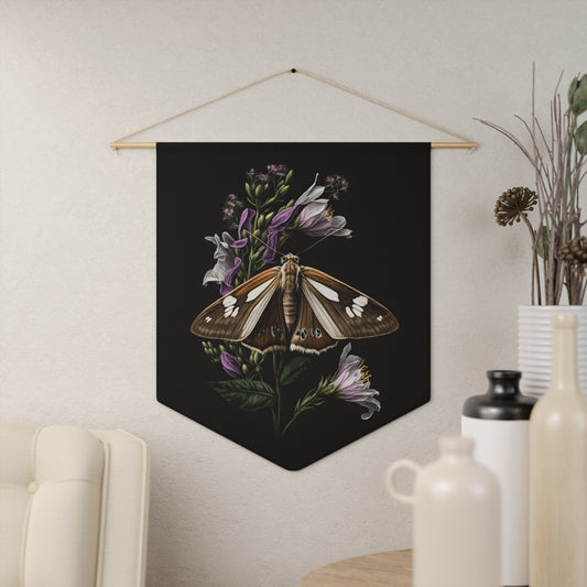 Brown Moth with Purple Flowers | Hanging Pennant