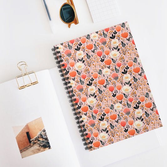 Floral Folk Whimsy | Ruled Line Spiral Notebook