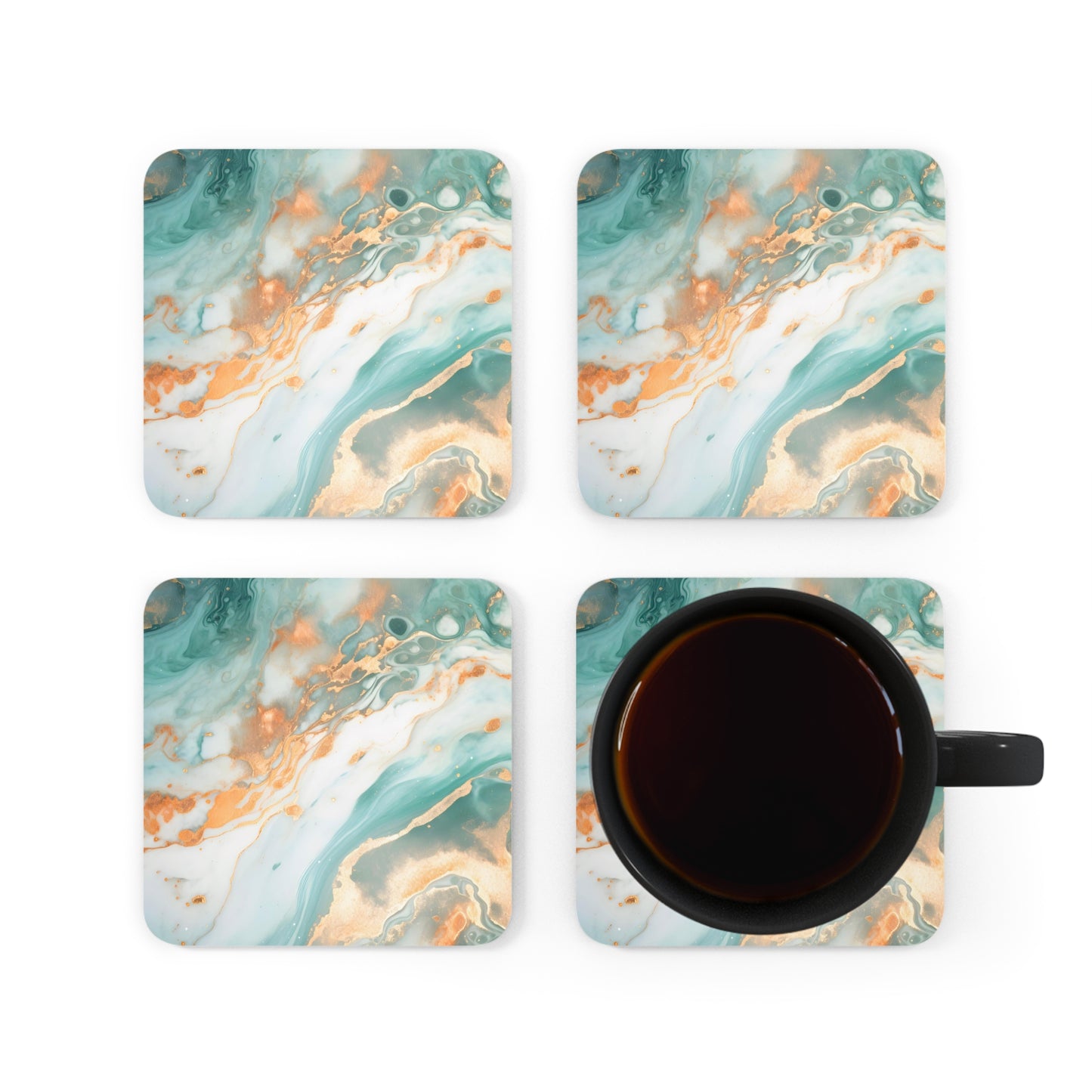 Soft Teal and Ivory Geode | Set of 4 Coasters