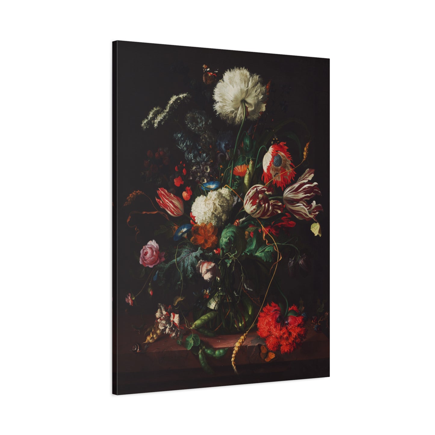 Vase of Flowers with Butterflies Canvas Print