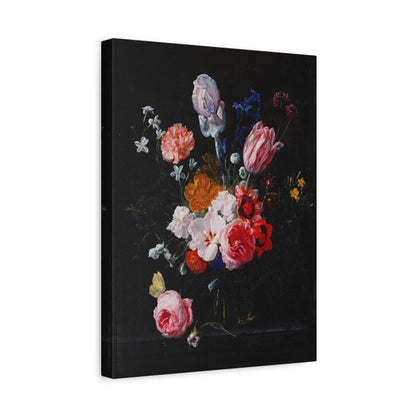 A Bouquet of Flowers in a Crystal Vase Canvas Print