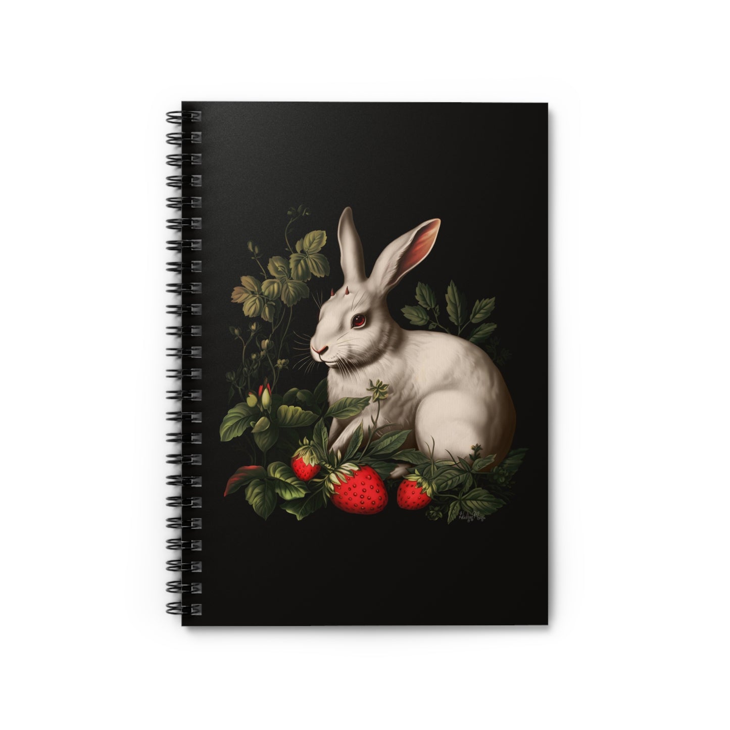 White Rabbit with Horns | Ruled Line Spiral Notebook