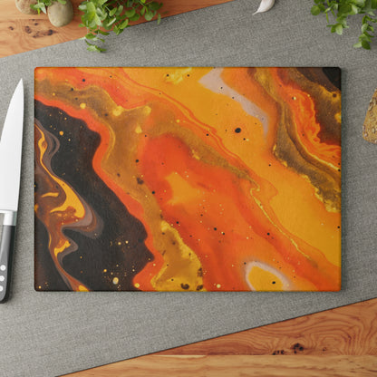 Terracotta, Yellow and Black Granite Glass Cutting Board