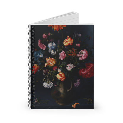 A Moody Vase with Flowers | Ruled Line Spiral Notebook