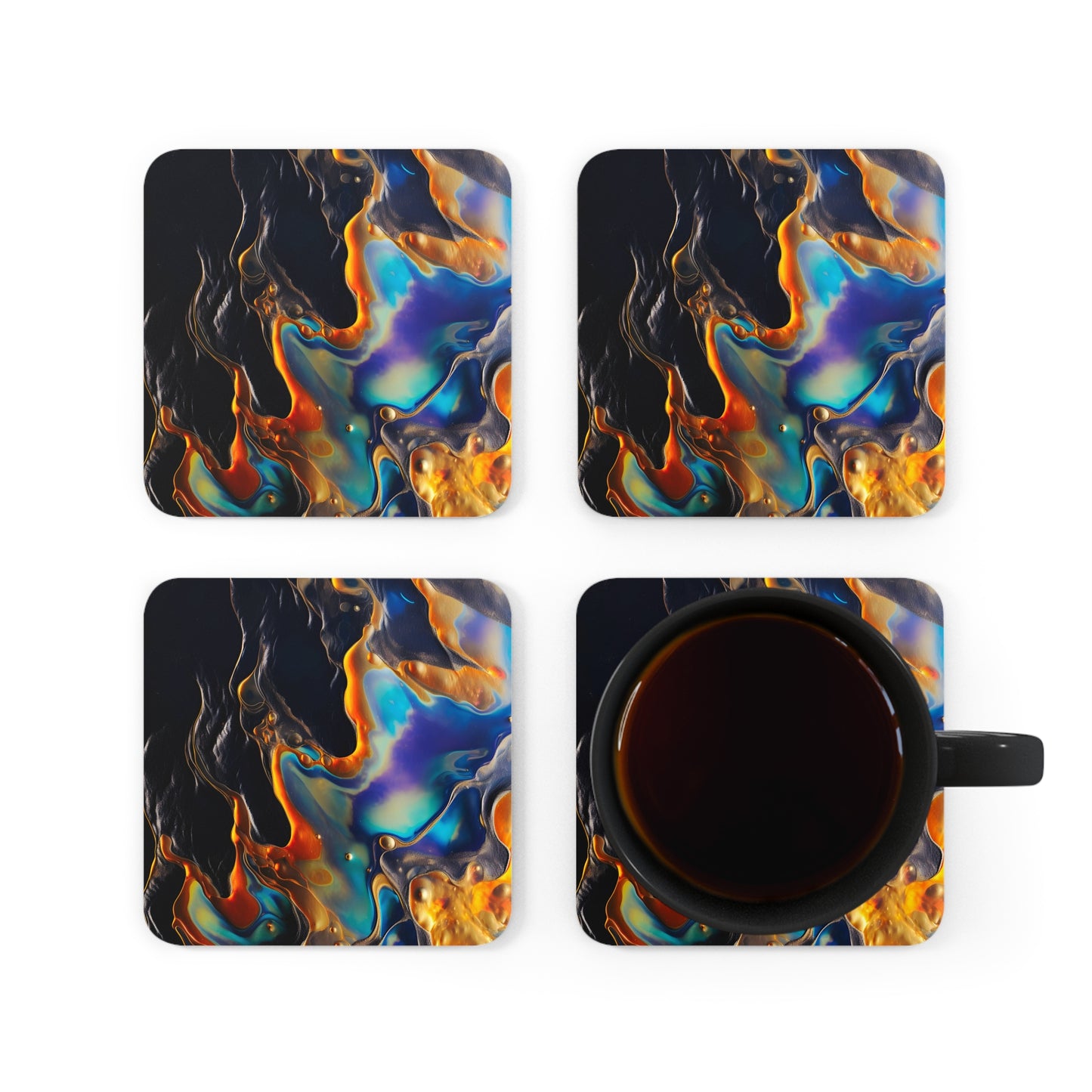 Iridescent Navy Blue Oil Geode | Set of 4 Coasters