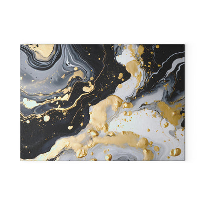 Black and Ivory Marble Glass Cutting Board