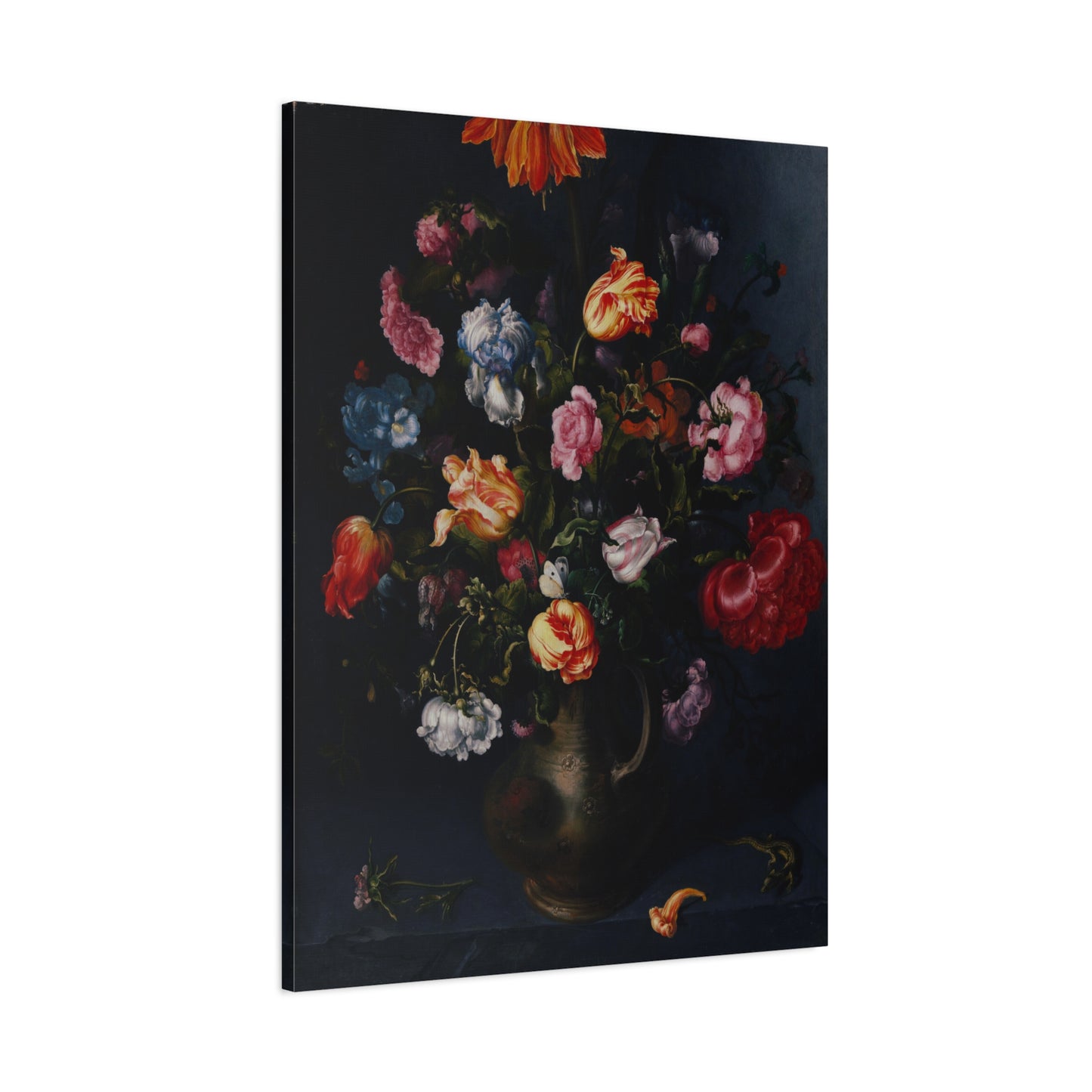 A Moody Vase with Flowers Canvas Print
