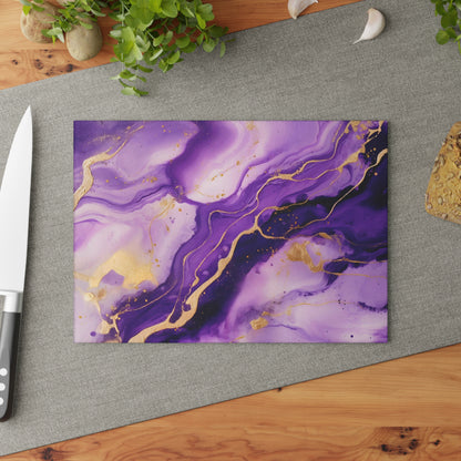 Purple and Lilac Marble Glass Cutting Board