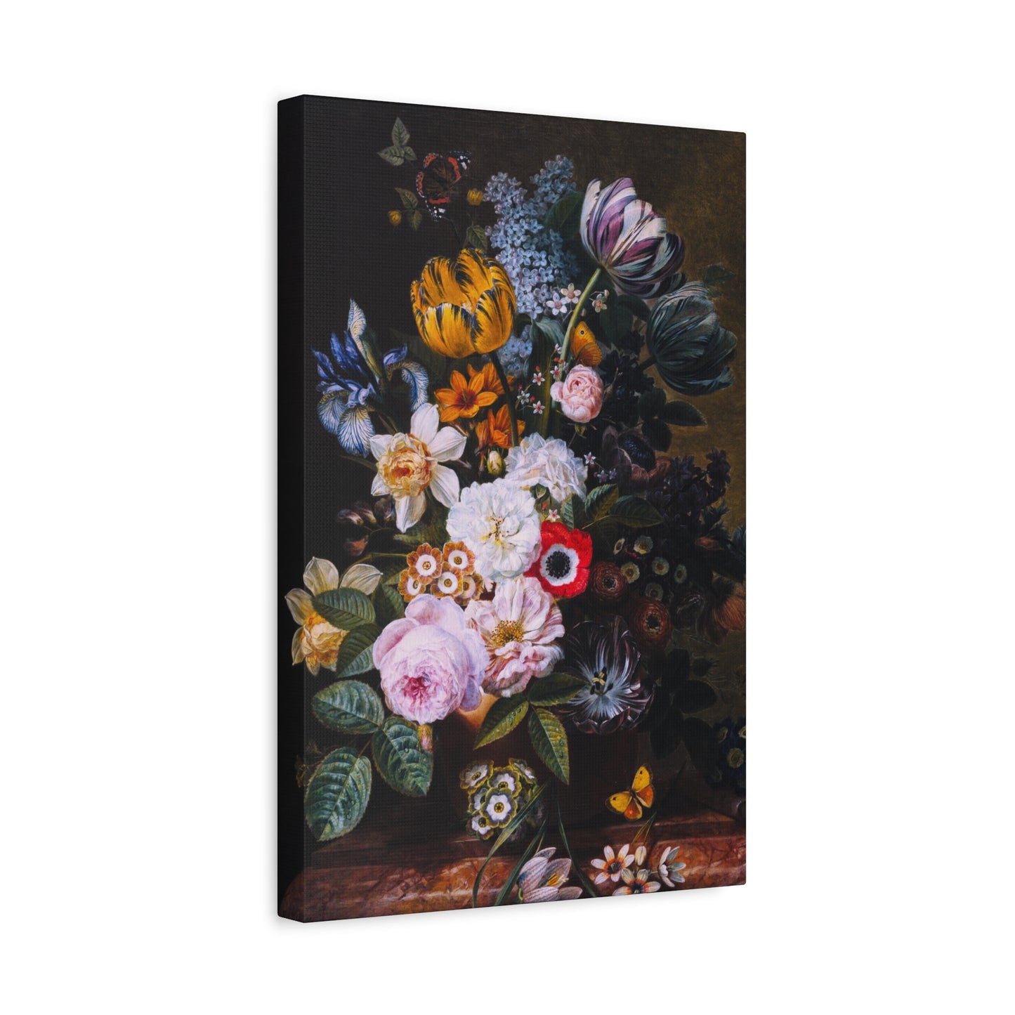 Still Life with Flowers and Butterflies Canvas Print