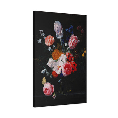 A Bouquet of Flowers in a Crystal Vase Canvas Print