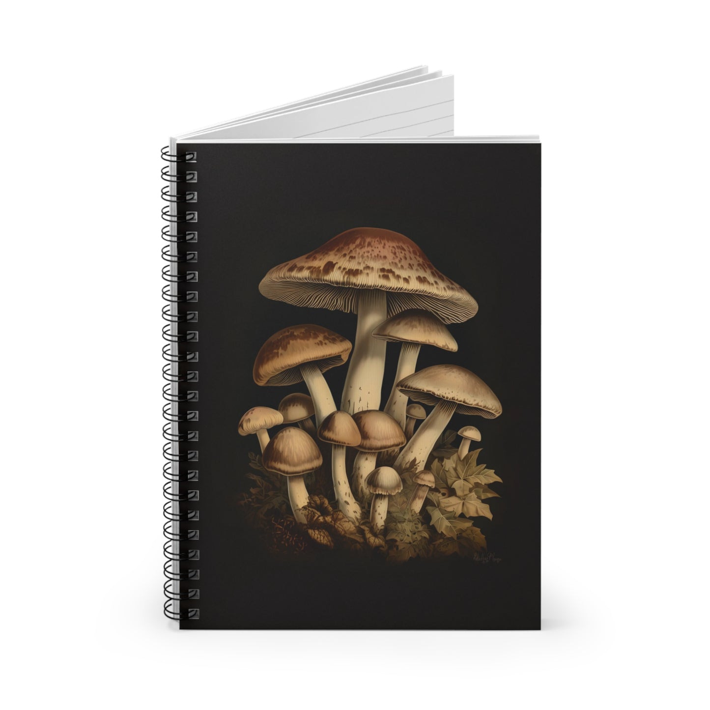 Brown Forest Mushrooms | Ruled Line Spiral Notebook