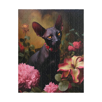 Black Sphynx Amongst Flowers | Jigsaw Puzzle