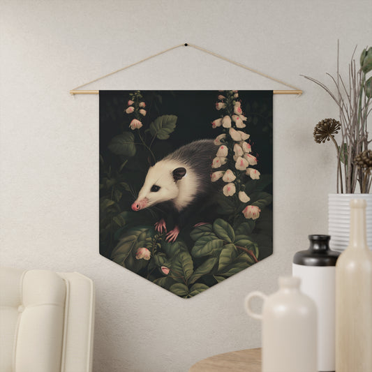 Opossum in Lush Foliage | Hanging Pennant