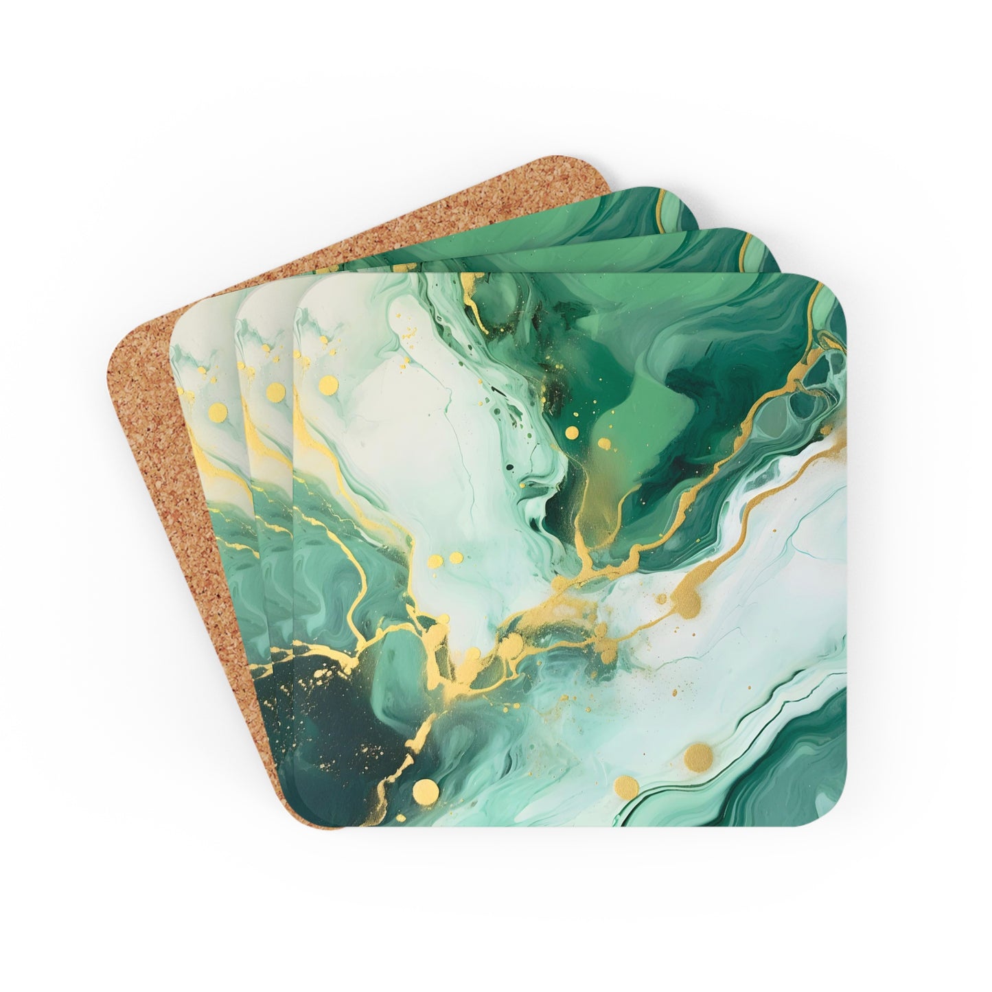 Soft Green and Ivory Geode | Set of 4 Coasters