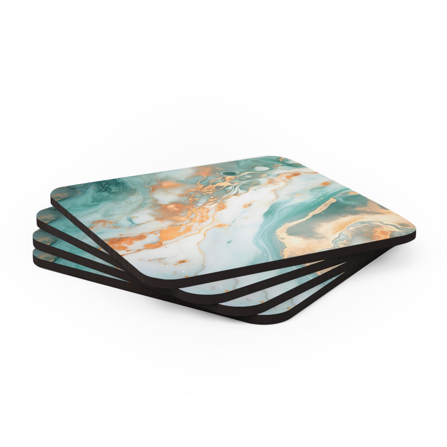 Soft Teal and Ivory Geode | Set of 4 Coasters