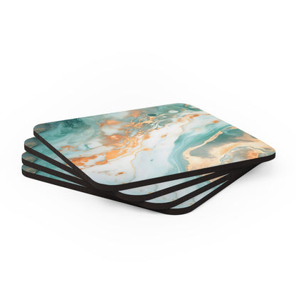 Soft Teal and Ivory Geode | Set of 4 Coasters