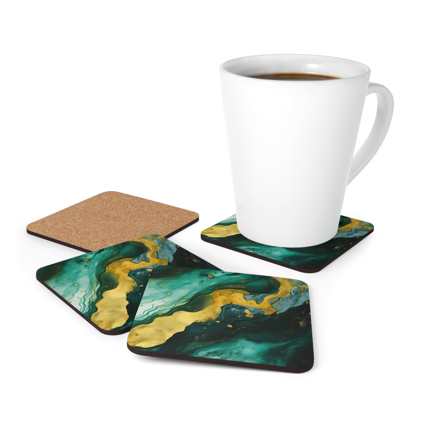 Dark Green and Teal Geode | Set of 4 Coasters