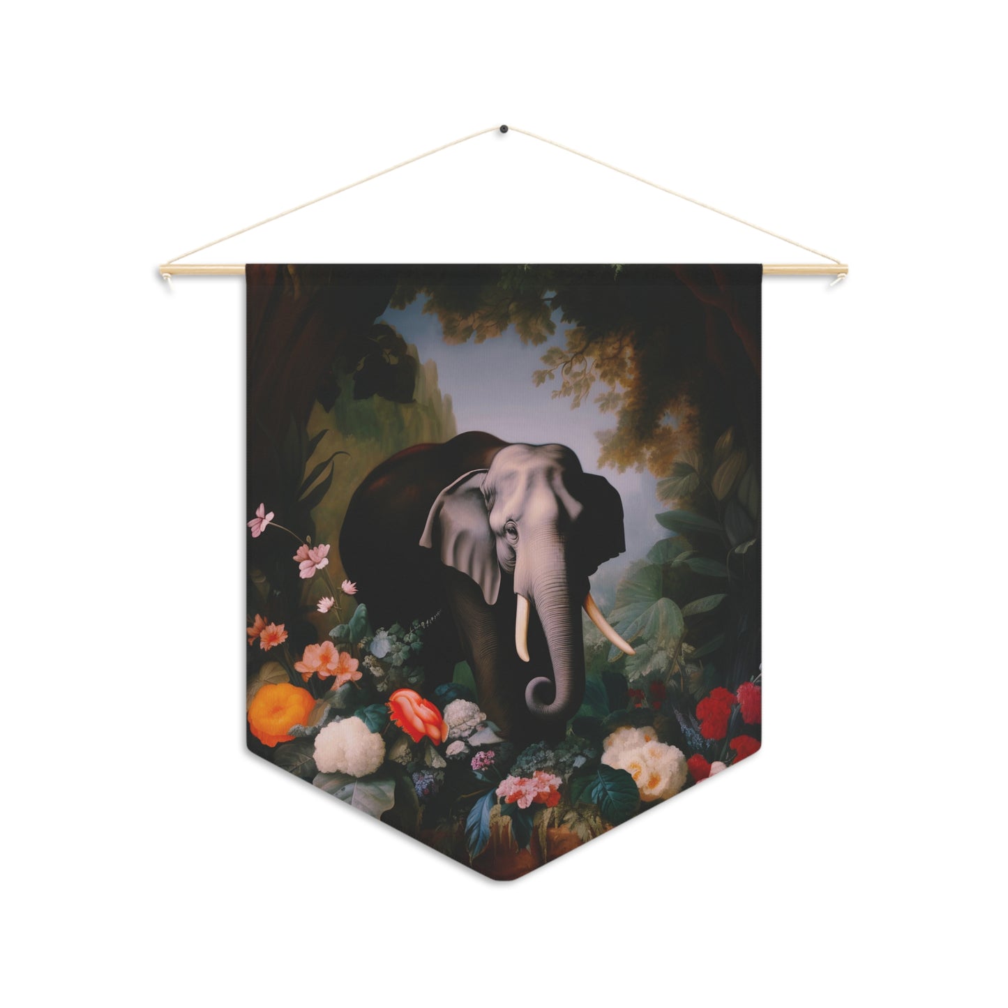 Majestic Elephant in a Lush Jungle | Hanging Pennant