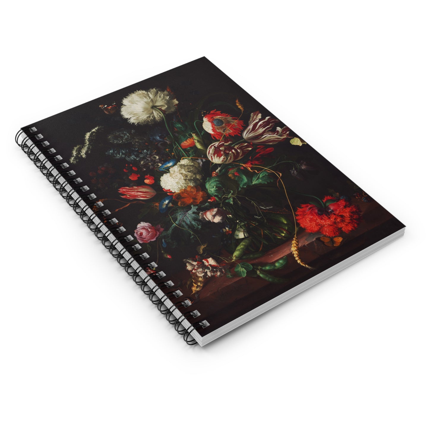 Vase of Flowers with Butterflies | Ruled Line Spiral Notebook