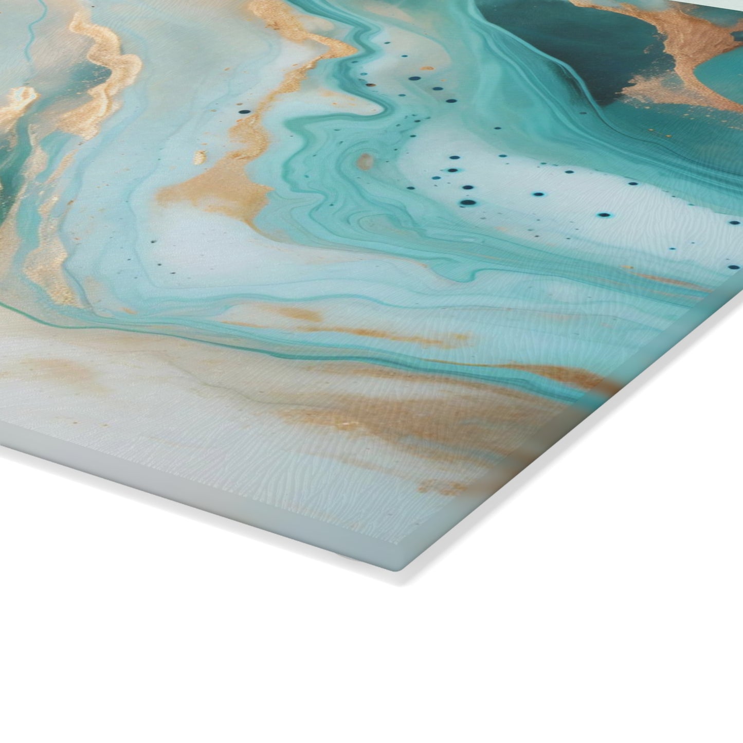 Soft Teal, Turquoise and Ivory Marble Glass Cutting Board