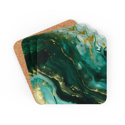 Dark Green, Teal and Ivory Geode | Set of 4 Coasters
