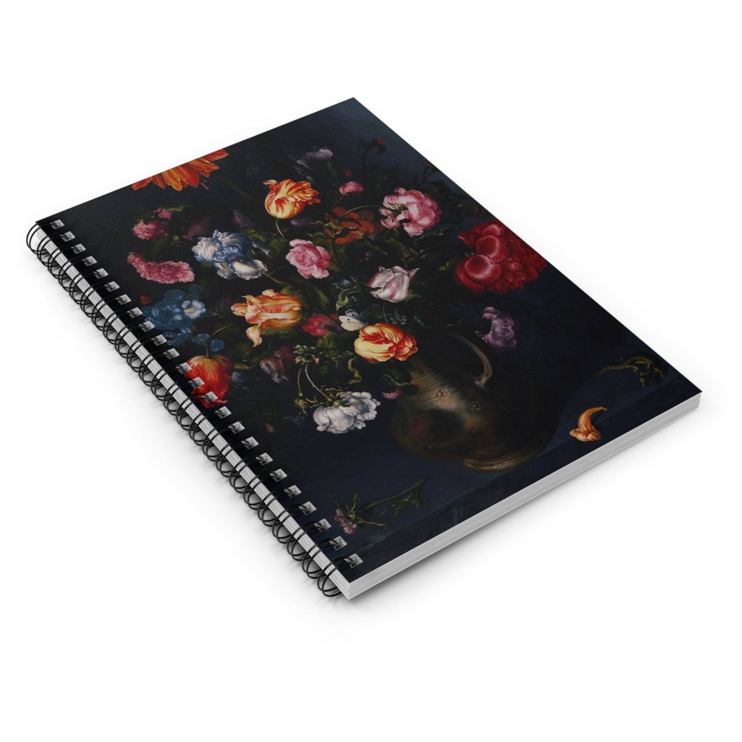 A Moody Vase with Flowers | Ruled Line Spiral Notebook