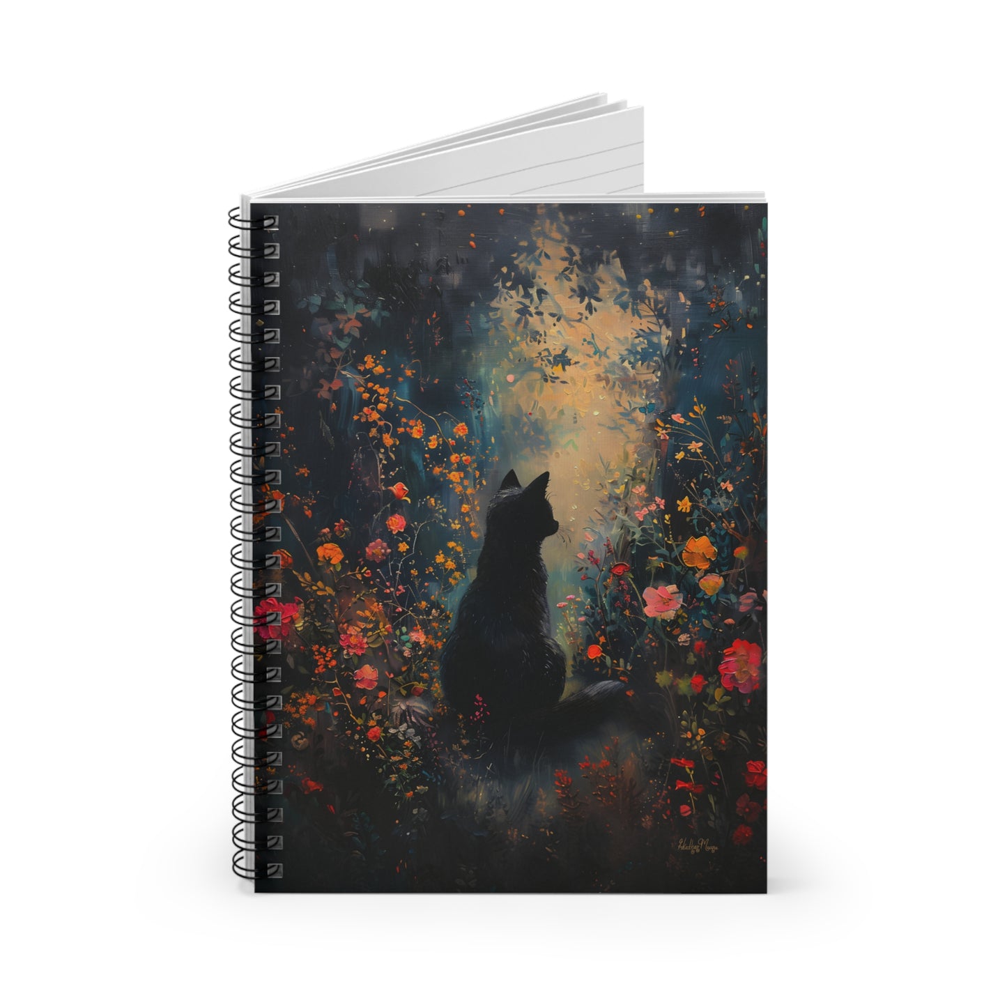 Mystic Meadow Cat | Ruled Line Spiral Notebook