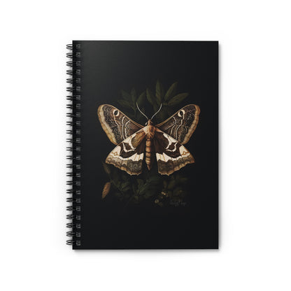 Brown Moth Perched on Leaves | Ruled Line Spiral Notebook