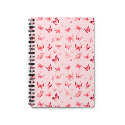 Whimsical Pink Butterflies | Ruled Line Spiral Notebook