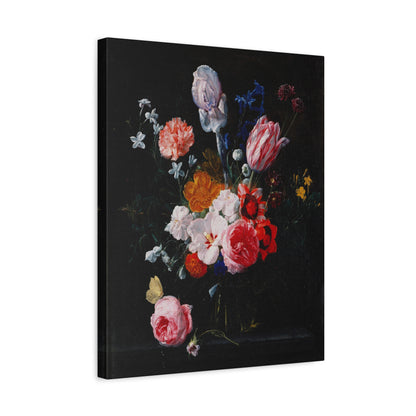 A Bouquet of Flowers in a Crystal Vase Canvas Print