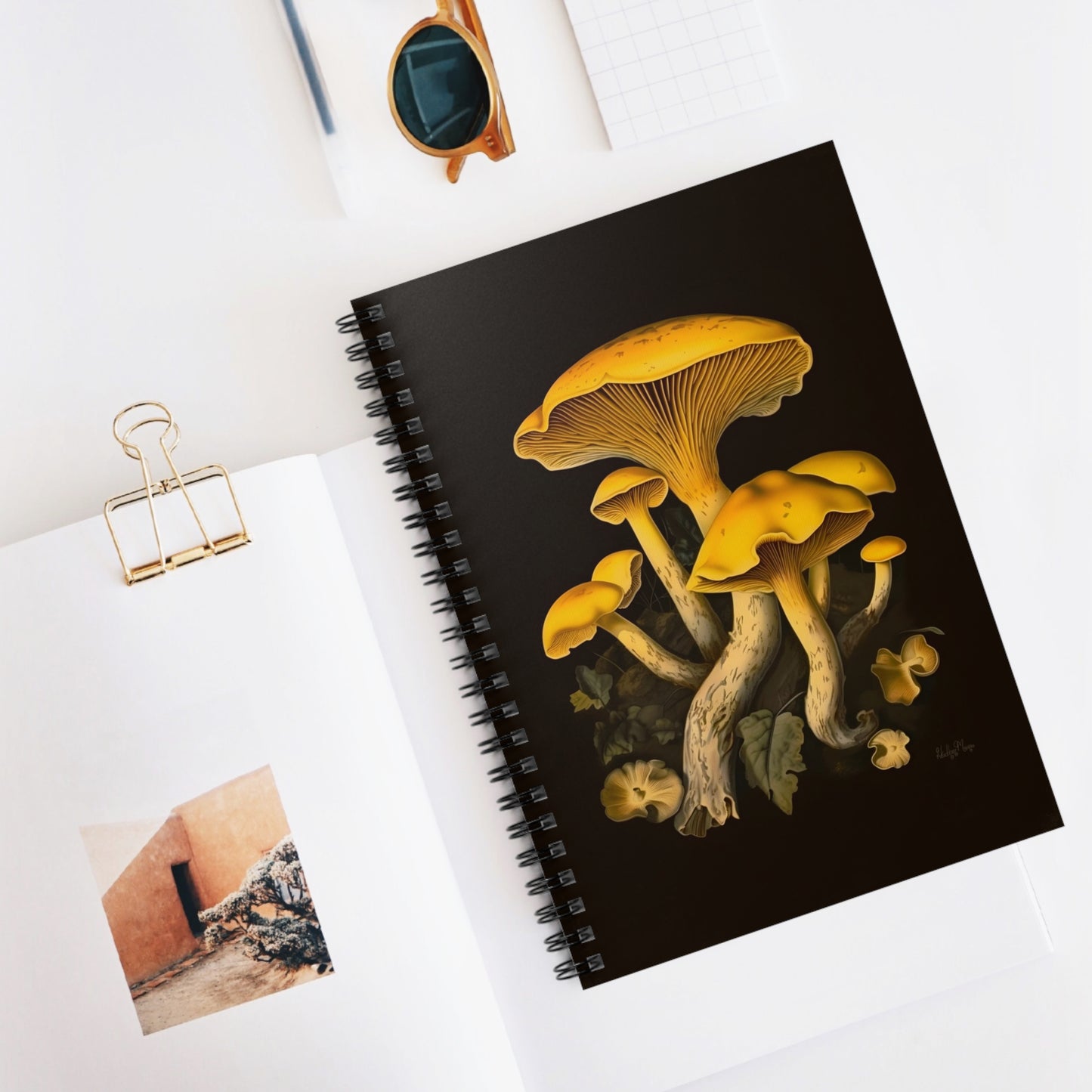 Yellow Chanterelle Mushrooms | Ruled Line Spiral Notebook