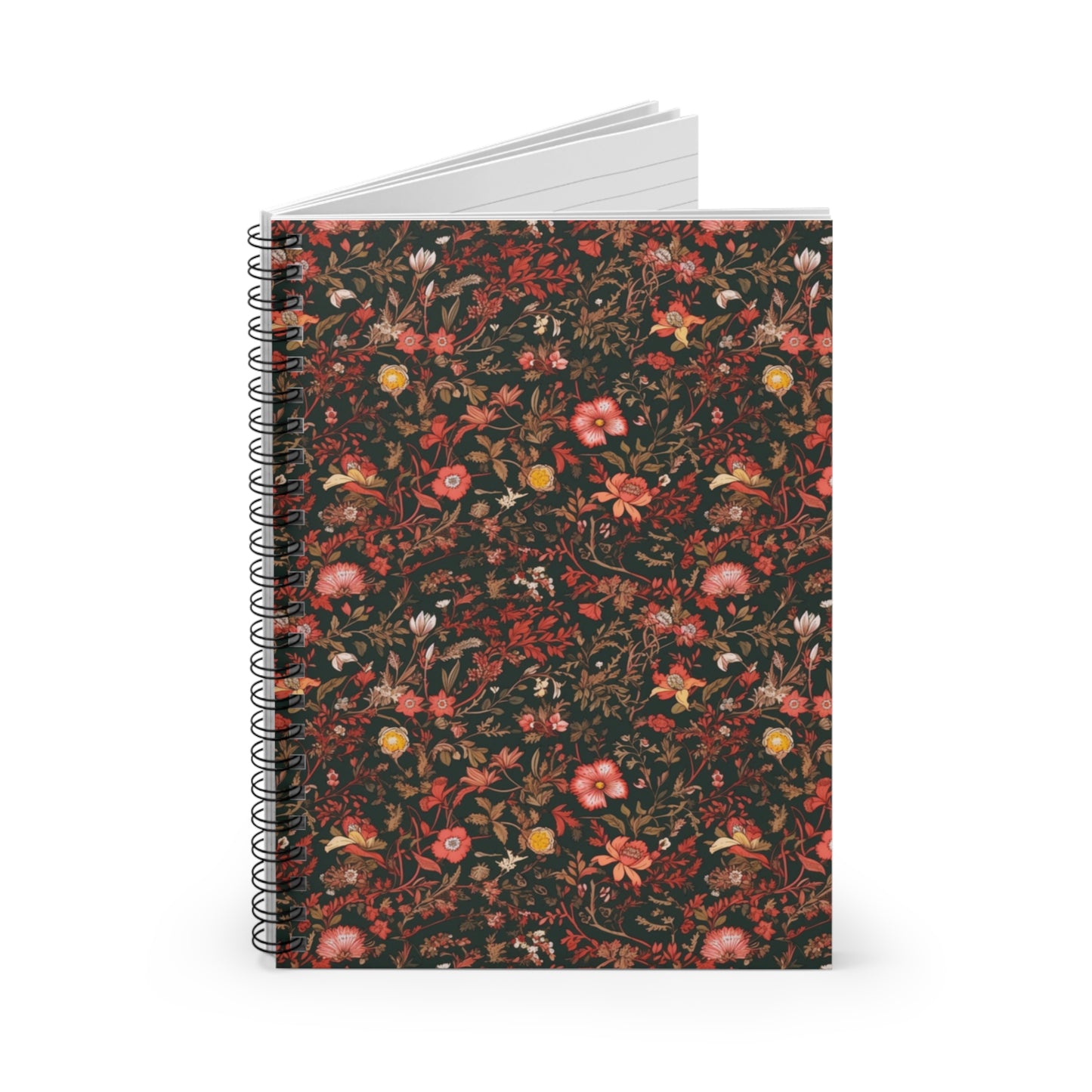 Pink and Red Vintage Flowers | Ruled Line Spiral Notebook