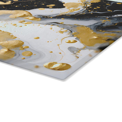 Black and Ivory Marble Glass Cutting Board