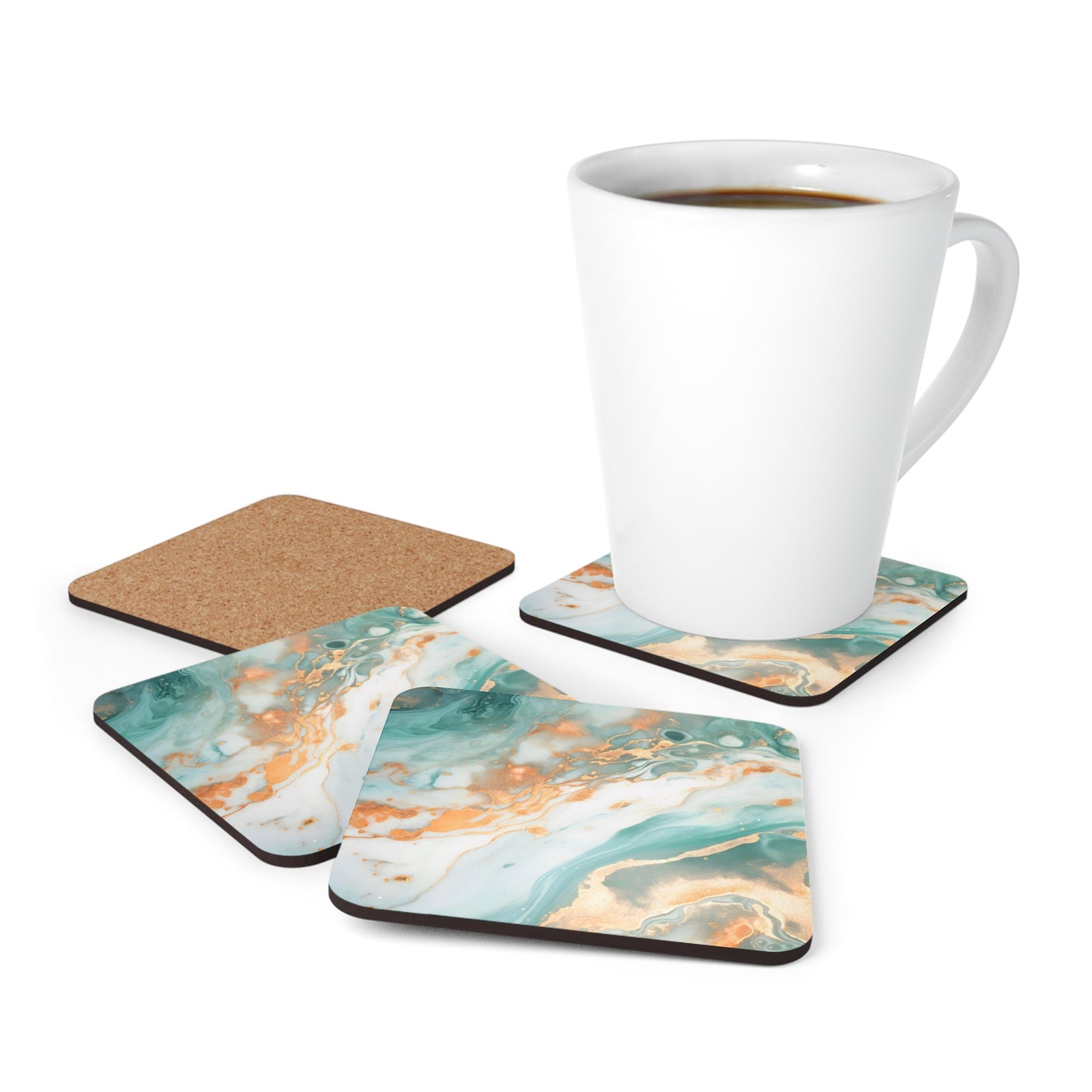 Soft Teal and Ivory Geode | Set of 4 Coasters