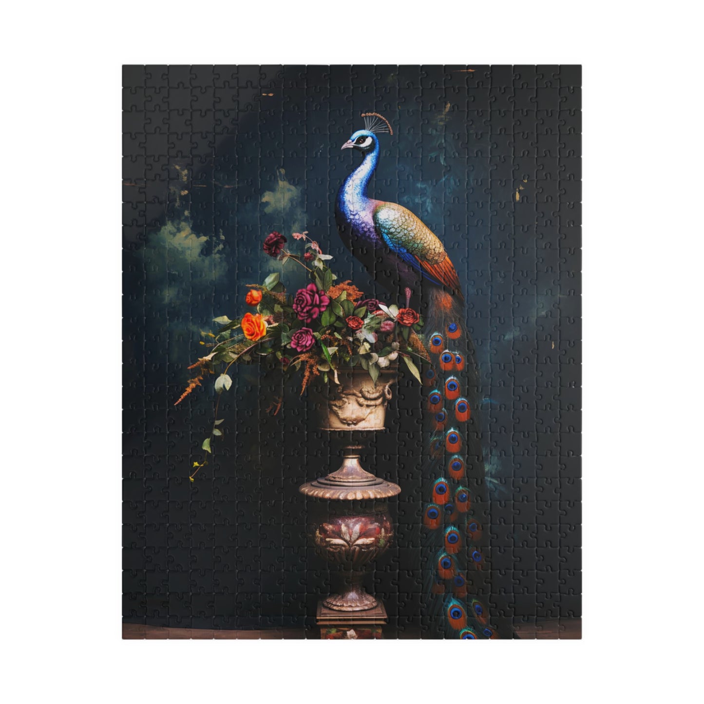 Peacock with a Vase of Flowers | Jigsaw Puzzle