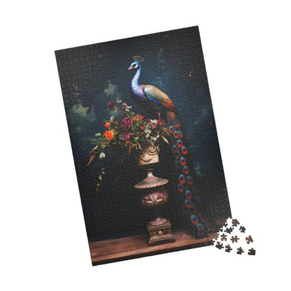 Peacock with a Vase of Flowers | Jigsaw Puzzle