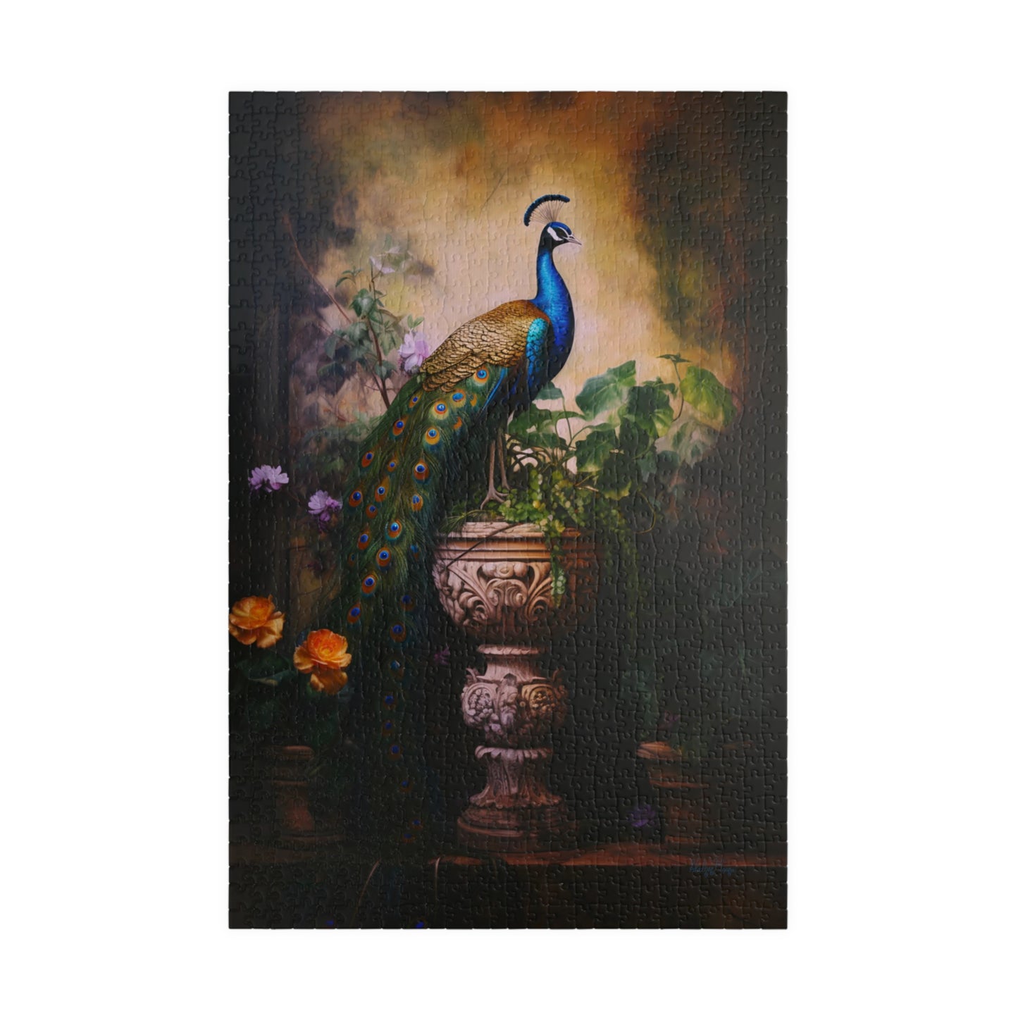 Peacock Perched Upon a Pedestal | Jigsaw Puzzle