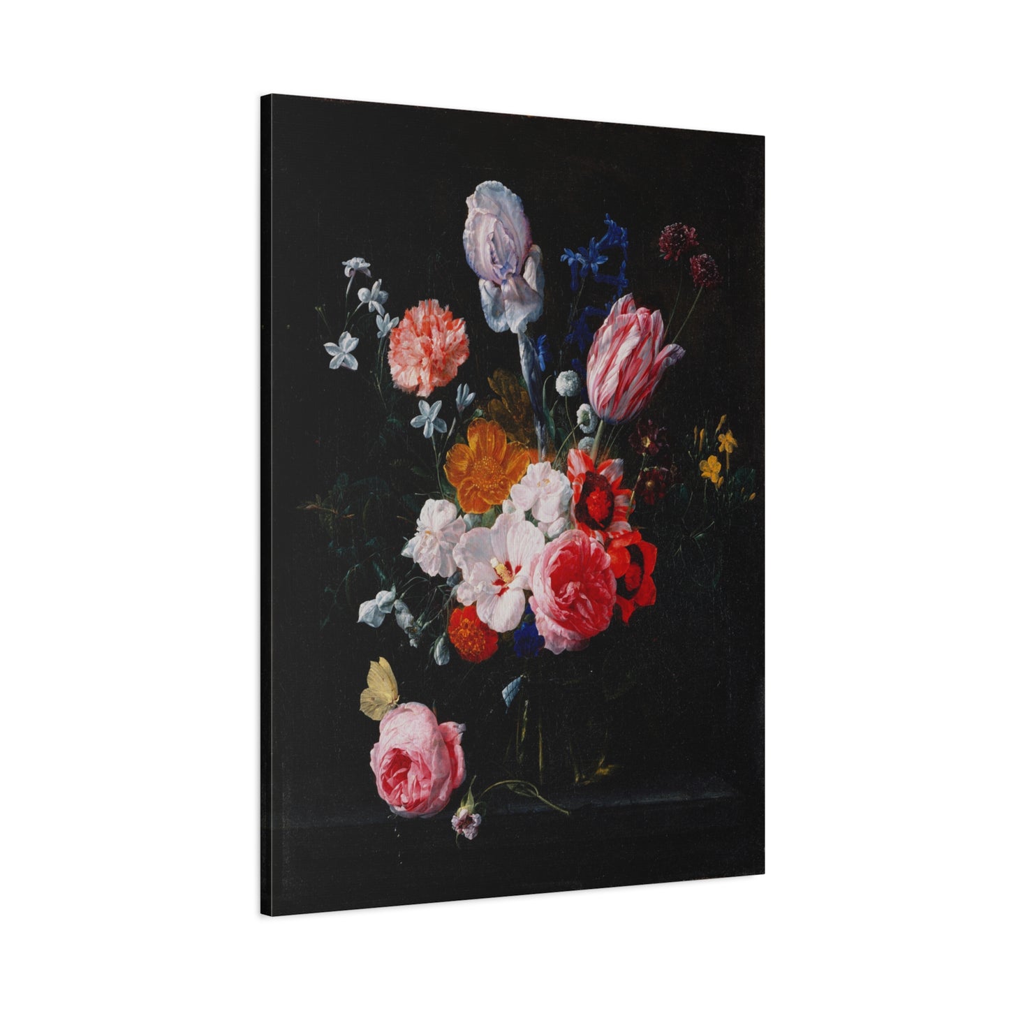 A Bouquet of Flowers in a Crystal Vase Canvas Print