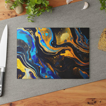 Black and Navy Celestial Glass Cutting Board