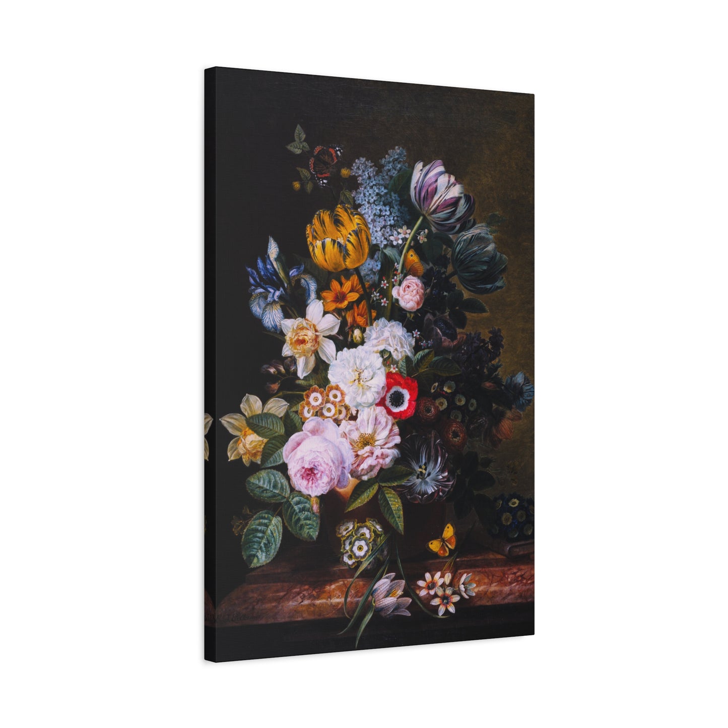 Still Life with Flowers and Butterflies Canvas Print