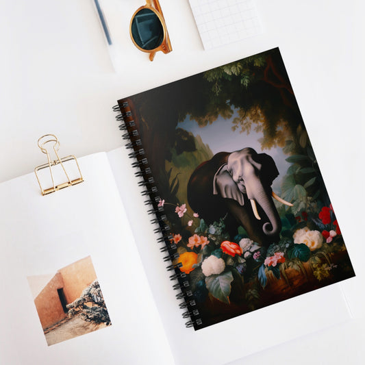 Majestic Elephant in a Lush Jungle | Ruled Line Spiral Notebook