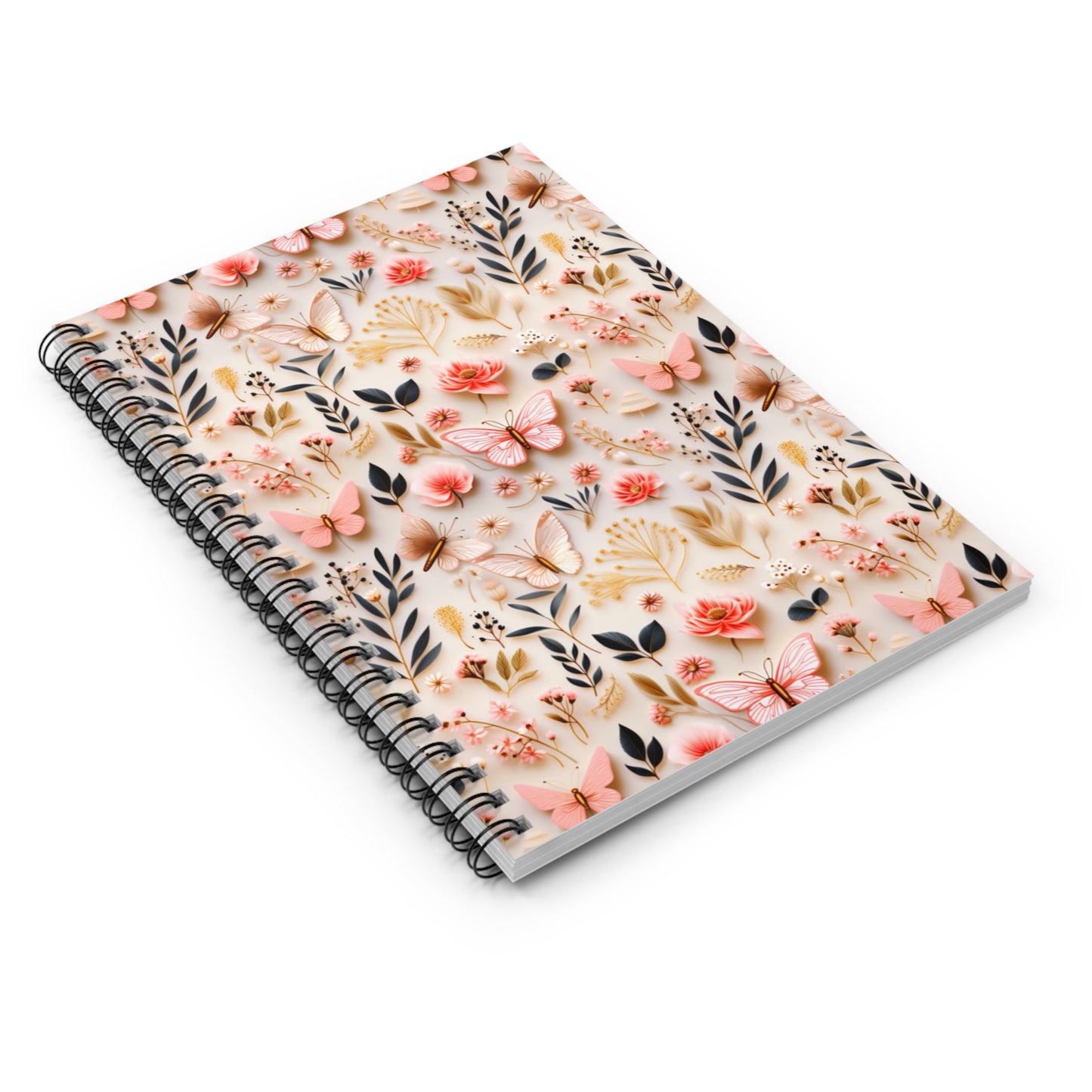 Gilded Butterfly Reverie | Ruled Line Spiral Notebook