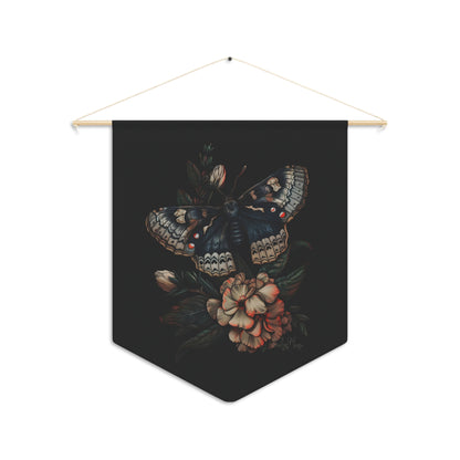 Blue Moth with Flowers | Hanging Pennant