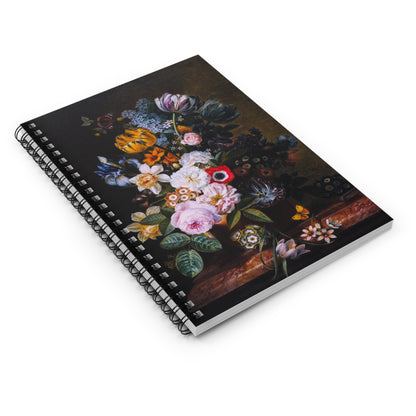 Still Life with Flowers and Butterflies | Ruled Line Spiral Notebook