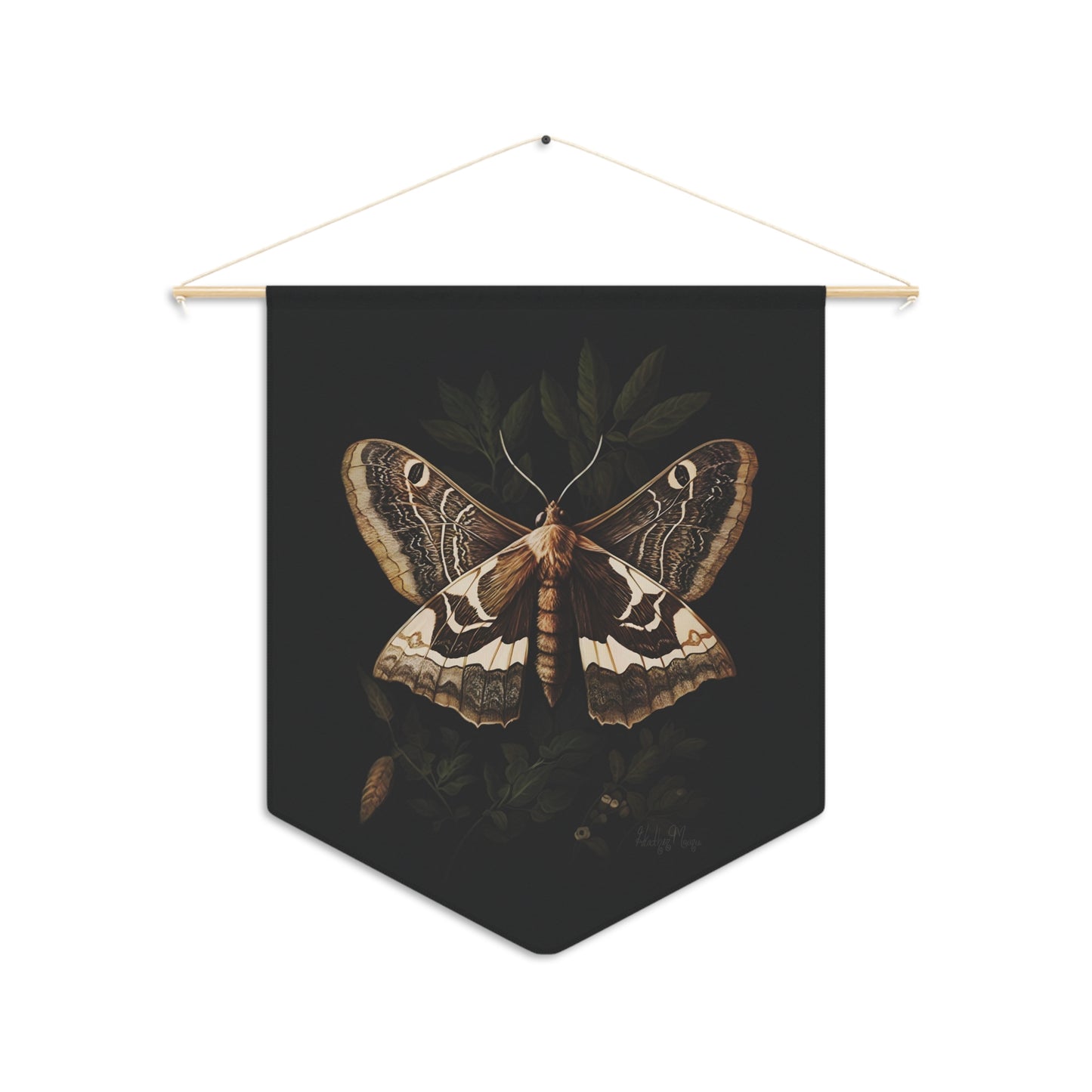 Brown Moth Perched on Leaves | Hanging Pennant