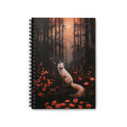 White Fox in Moonlight | Ruled Line Spiral Notebook