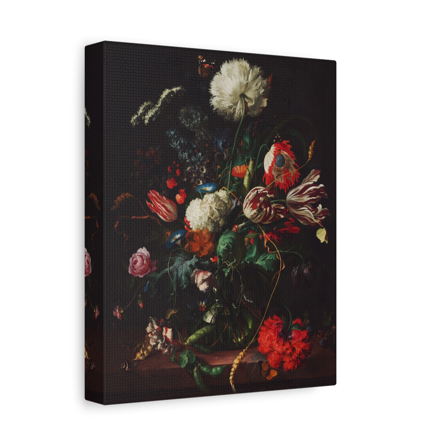 Vase of Flowers with Butterflies Canvas Print