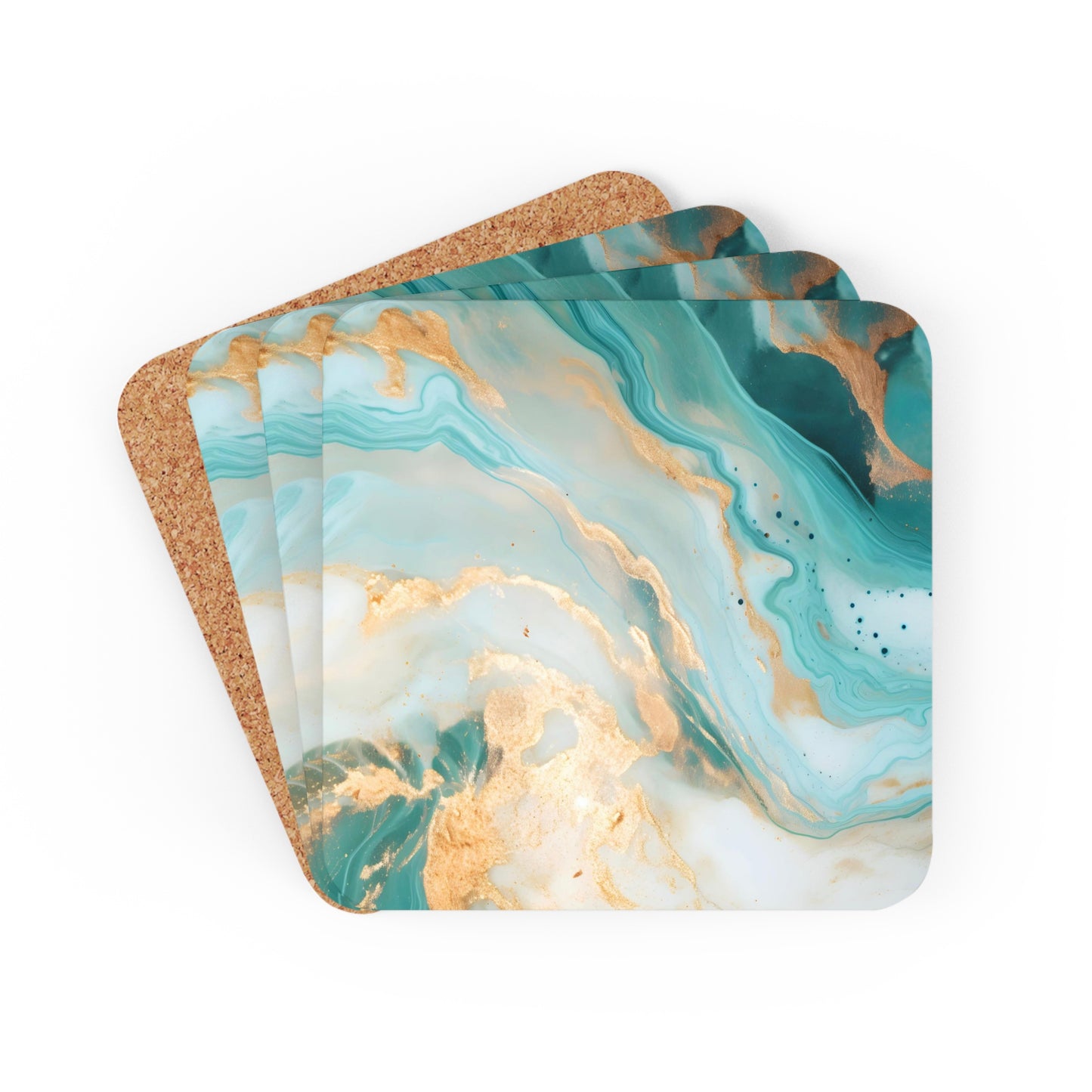 Soft Teal, Turquoise and Ivory Geode | Set of 4 Coasters