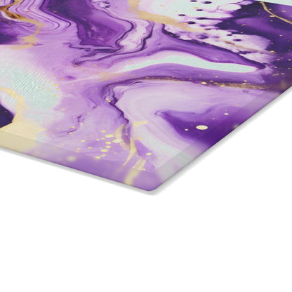 Purple and Ivory Marble Glass Cutting Board